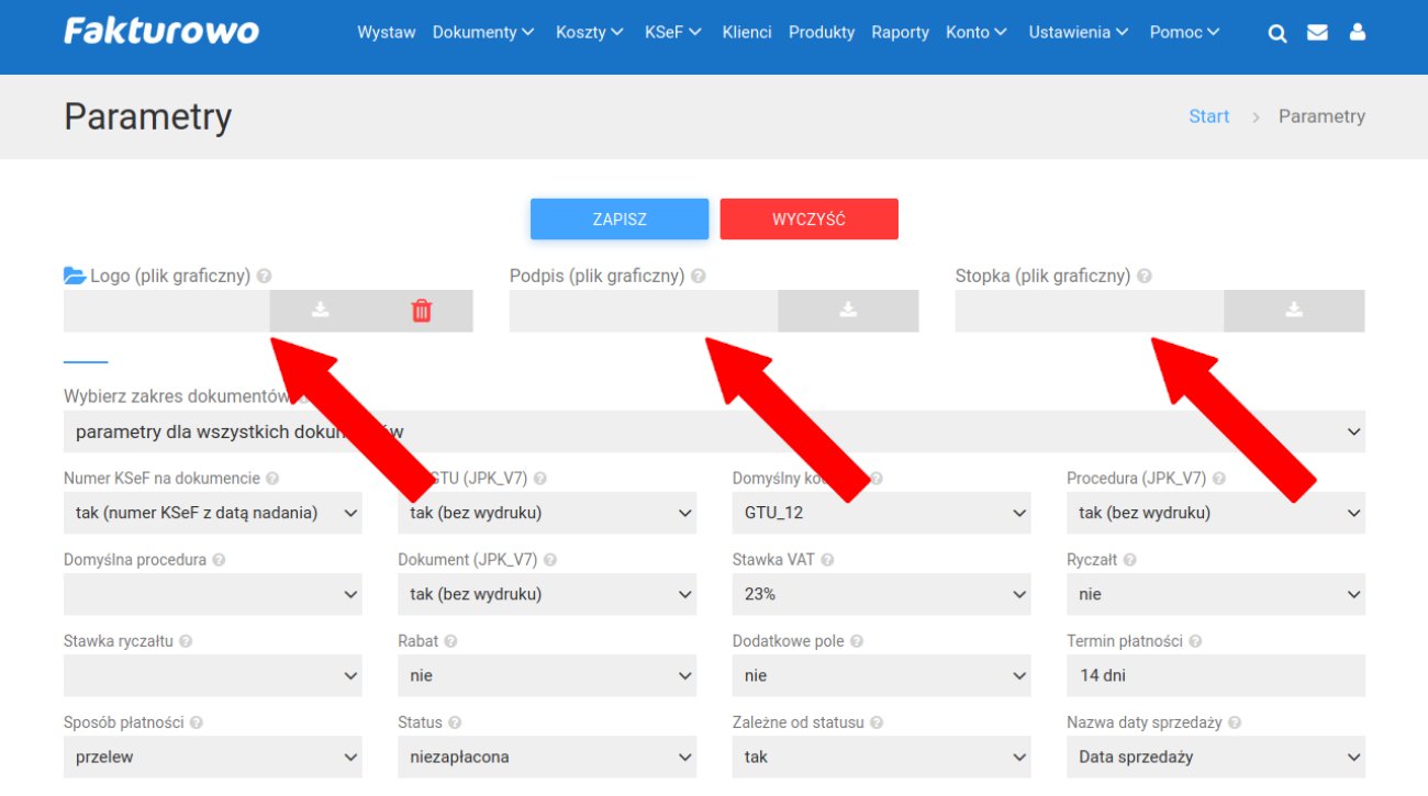 Jak dodać logo, podpis lub stopkę?