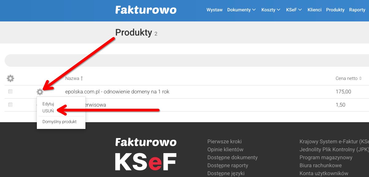 Jak usunąć edytować produkt?