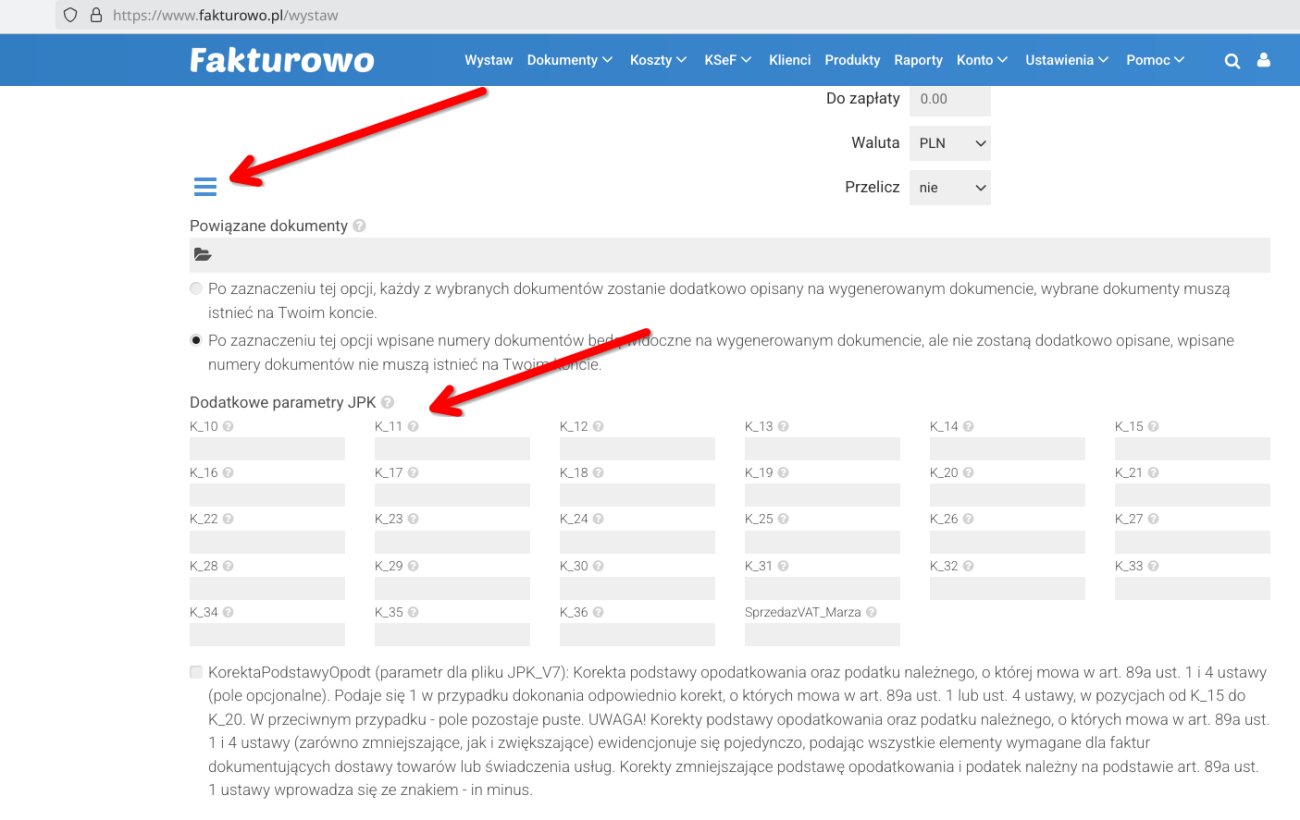 Edycja ewidencji plików JPK