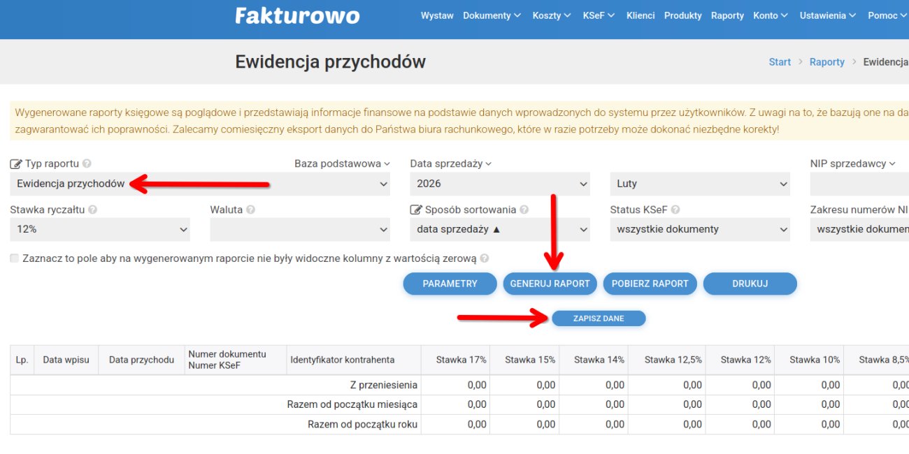 Ewidencja przychodów