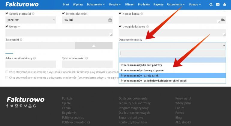 Oznaczenie faktura VAT MARŻA