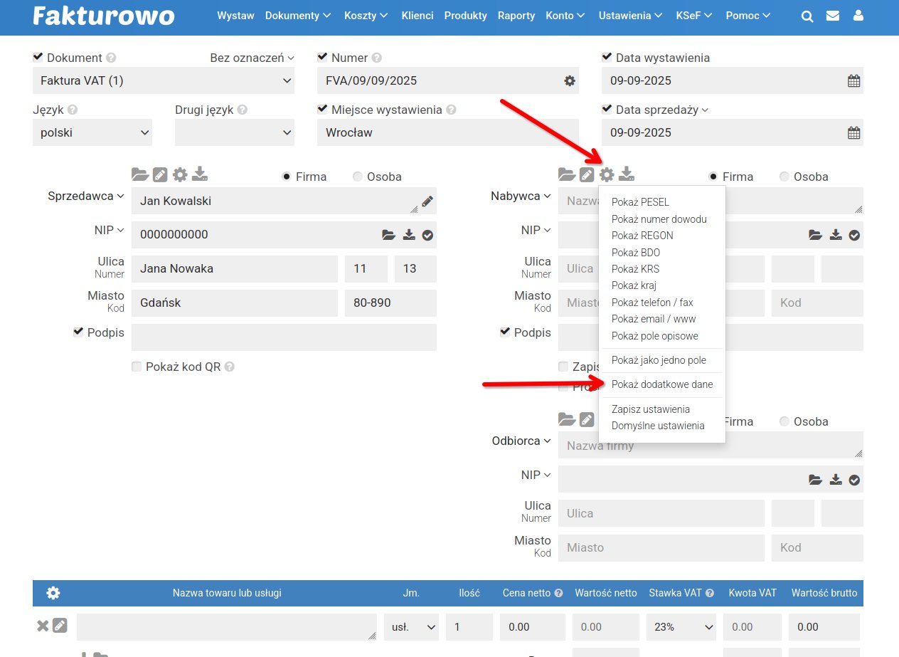 Inny nabywca i odbiorca na dokumencie