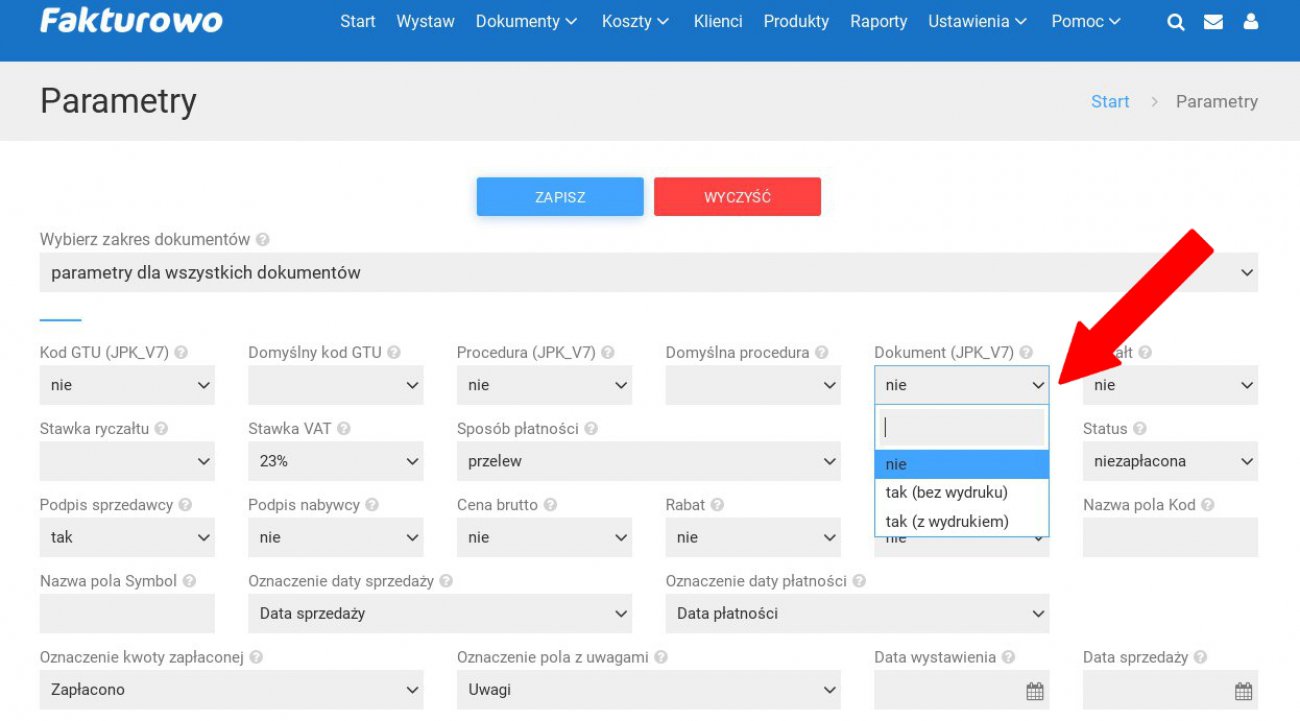Oznaczenia dokumentów JPK_V7