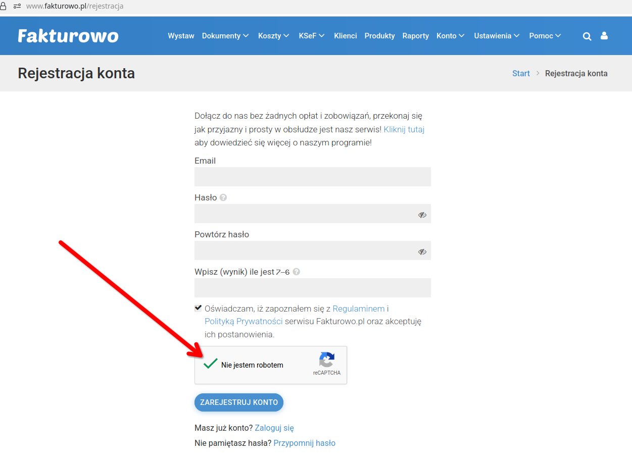 Dodatkowa autoryzacja (Google reCAPTCHA)