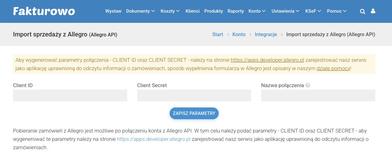 Import danych Allegro REST API