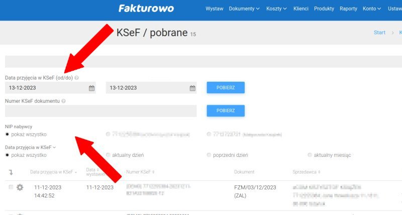 Pobieranie faktur z KSeF Pobieranie faktur z KSeF