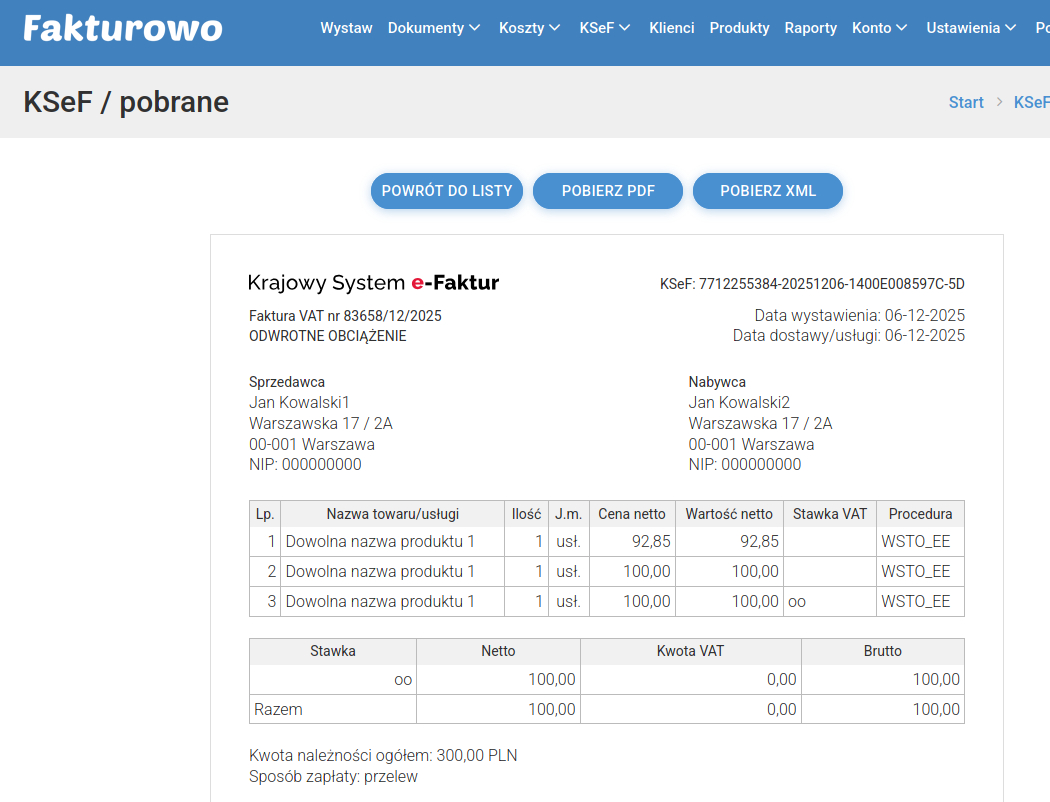 Pobieranie faktur z KSeF