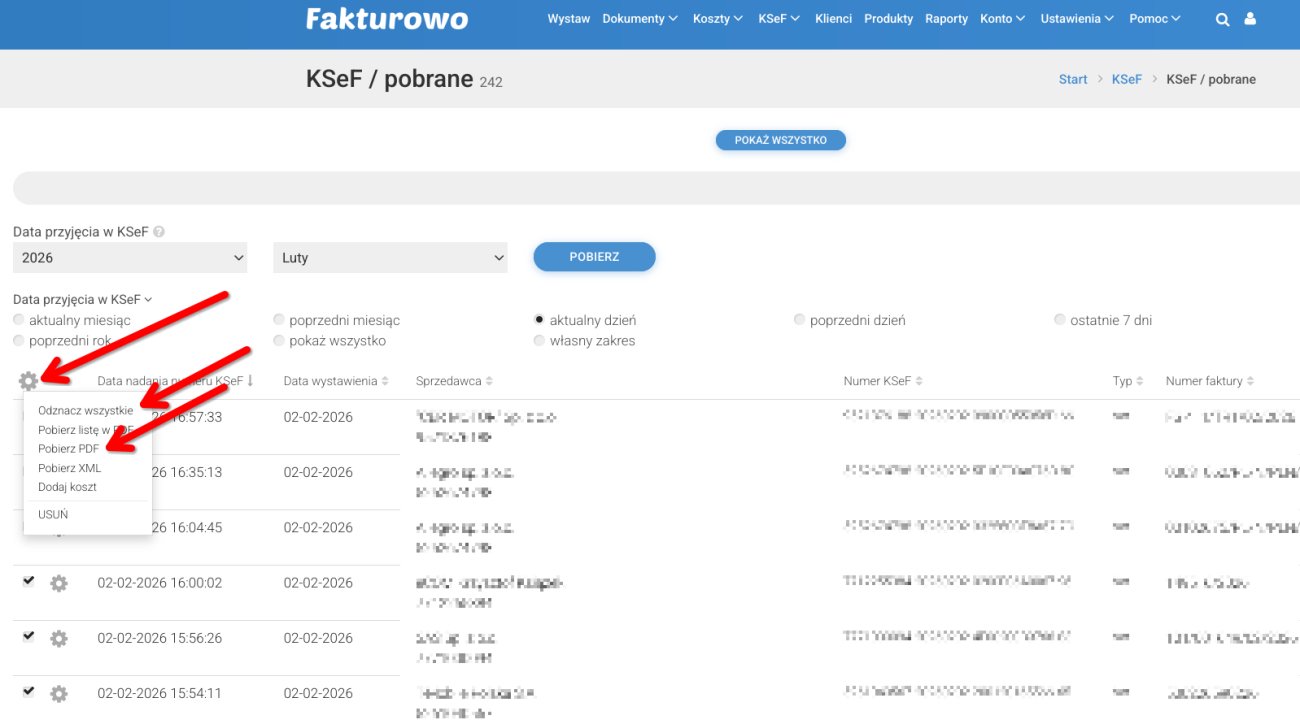 Pobieranie faktur z KSeF