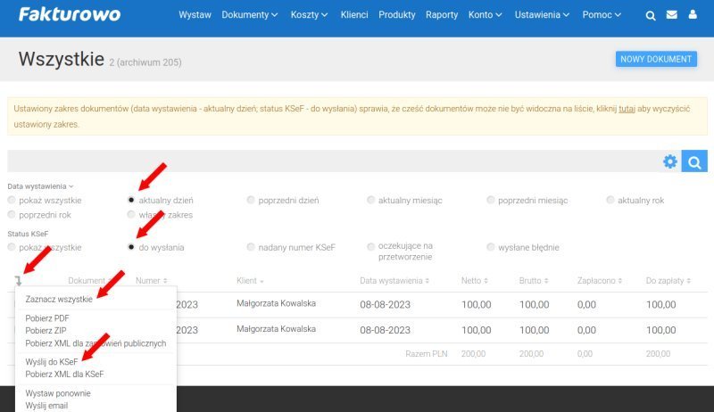 Wysyłanie faktur do KSeF Wysyłanie faktur do KSeF