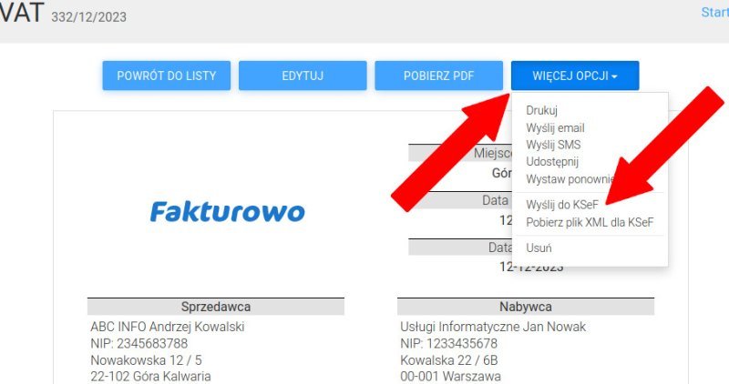 Wysyłanie faktur do KSeF Wysyłanie faktur do KSeF