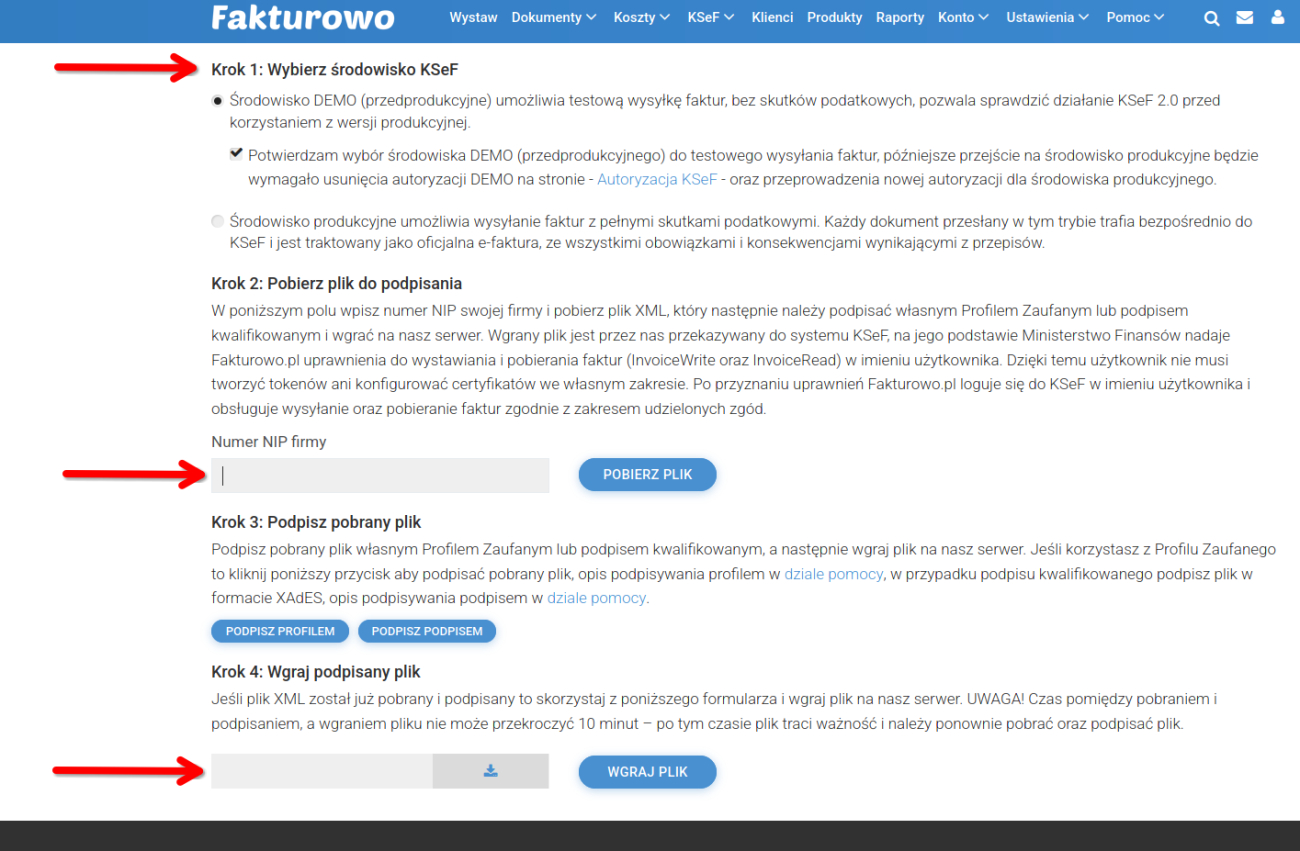 Włączenie integracji z KSeF