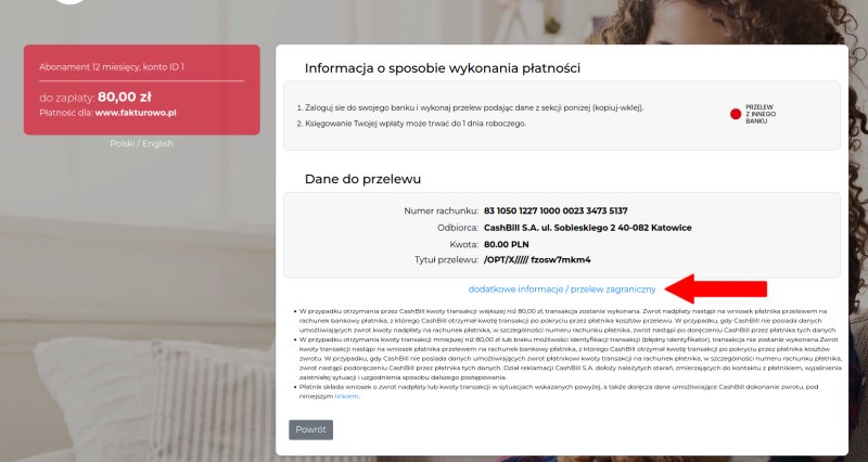 Przekaz/przelew bankowy