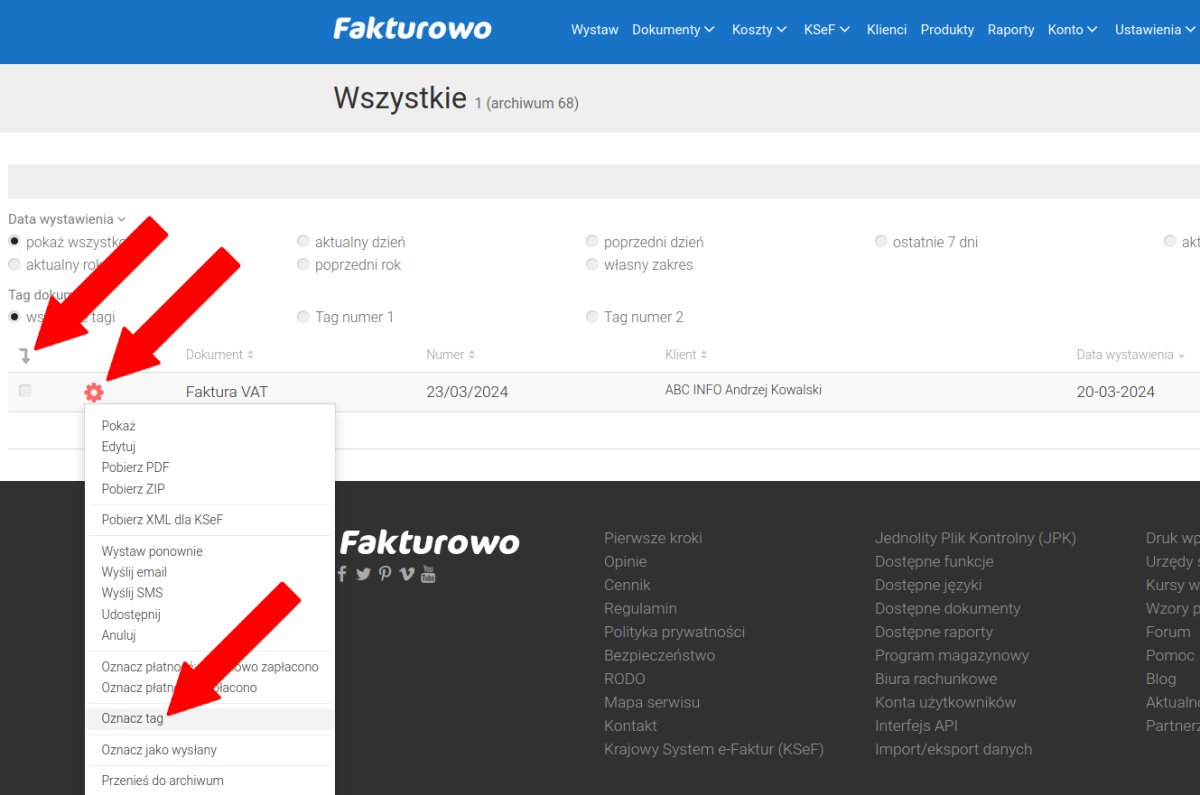 Tagi dokumentów