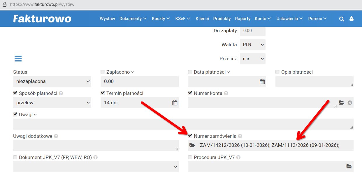 Zamówienie na fakurze