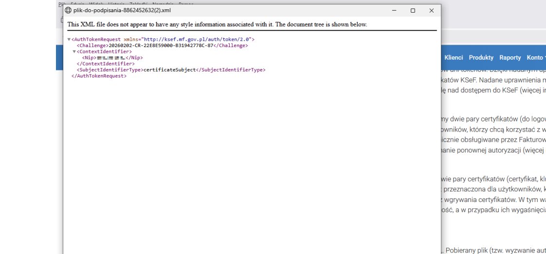 Błąd KSeF - problem z plikiem XML podczas autoryzacji