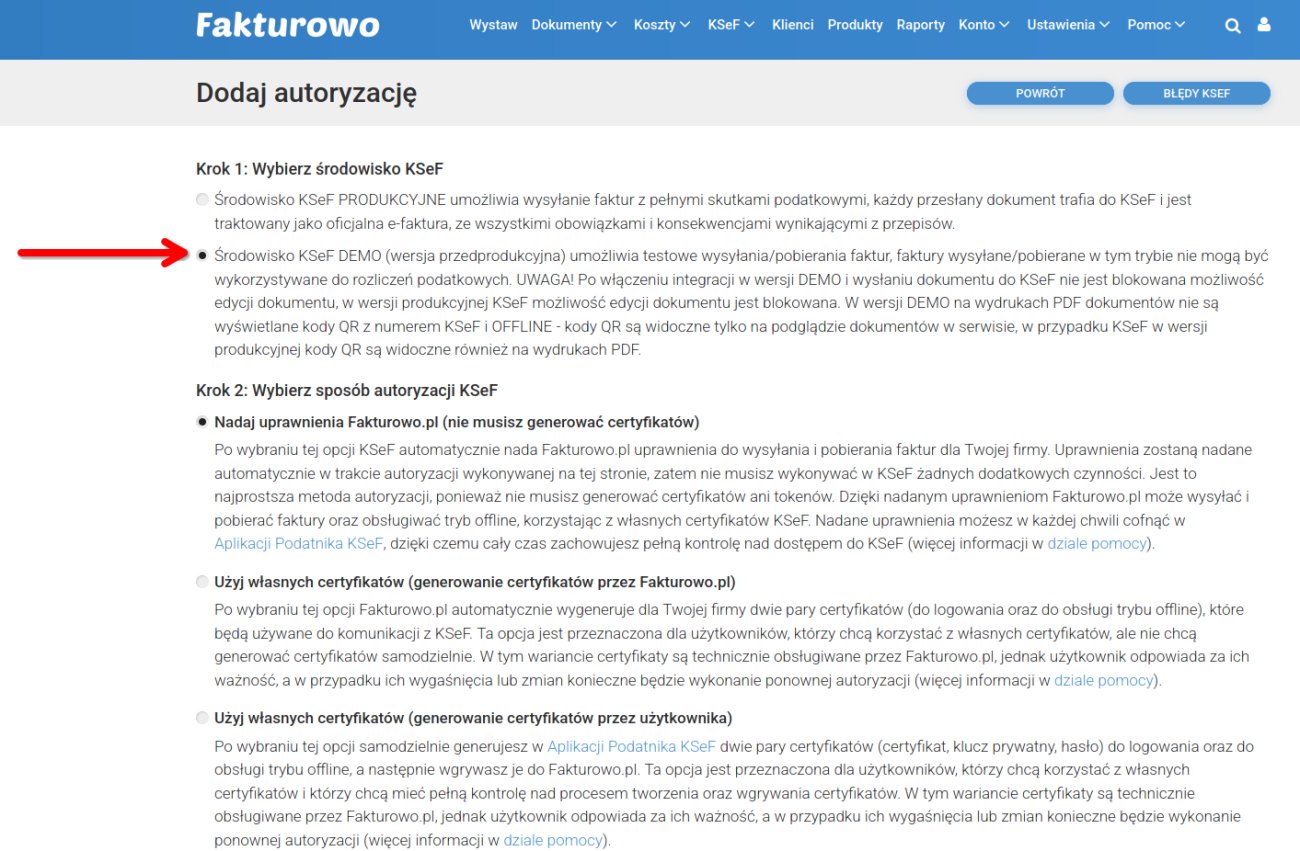 Środowisko KSeF DEMO