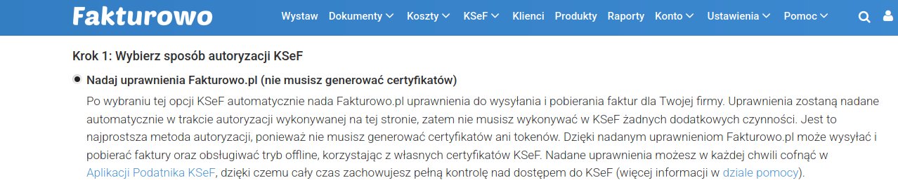 Nadanie uprawnień dla Fakturowo.pl