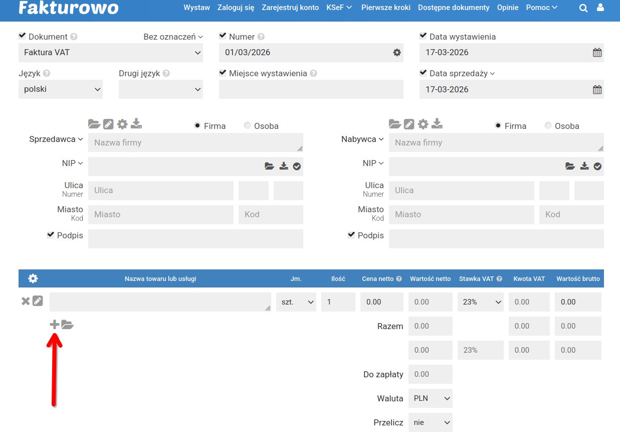 Skrót klawiszowy – szybkie dodawanie pozycji na fakturze
