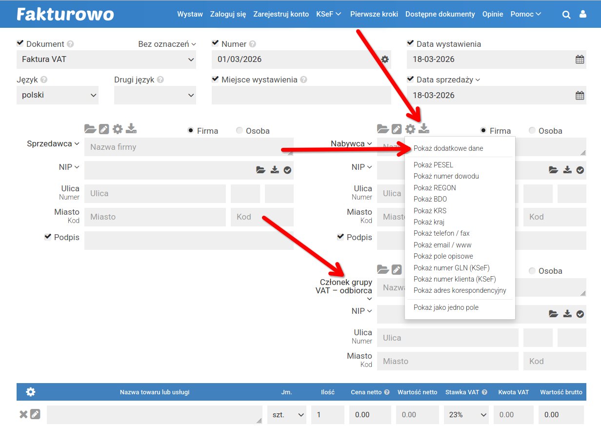 Członek grupy VAT – odbiorca / wystawca (KSeF)