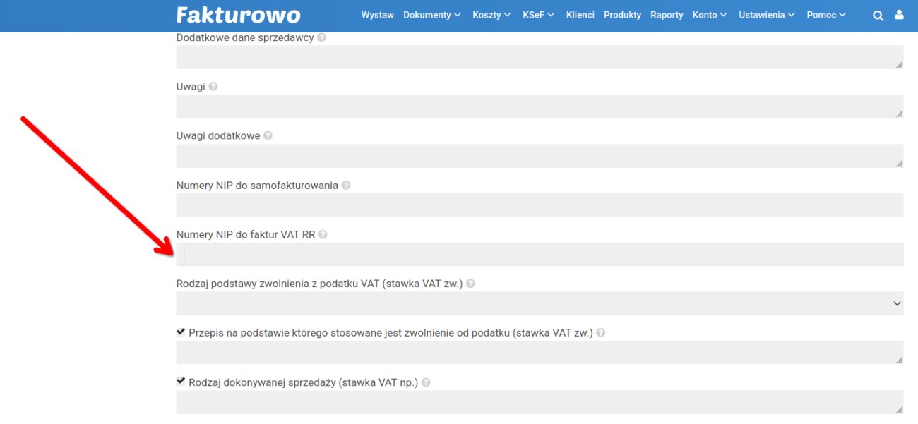 Faktura VAT RR w KSeF