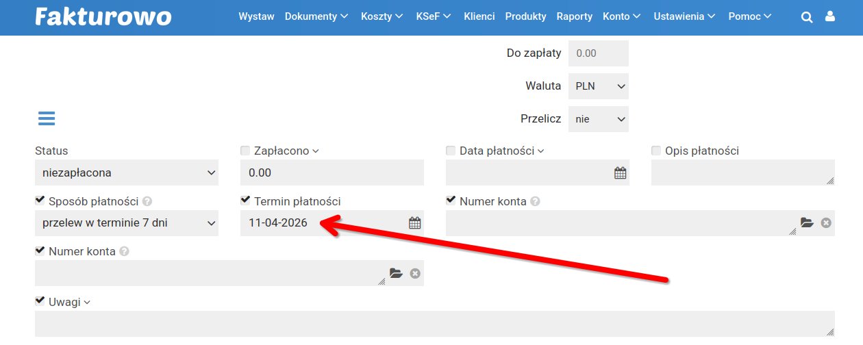 Termin płatności w KSeF