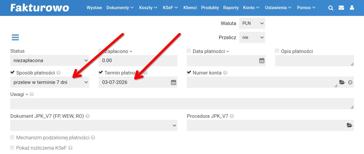 Termin płatności w KSeF