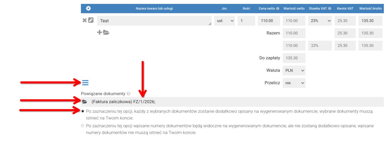 ZaliczkaCzesciowa w KSeF