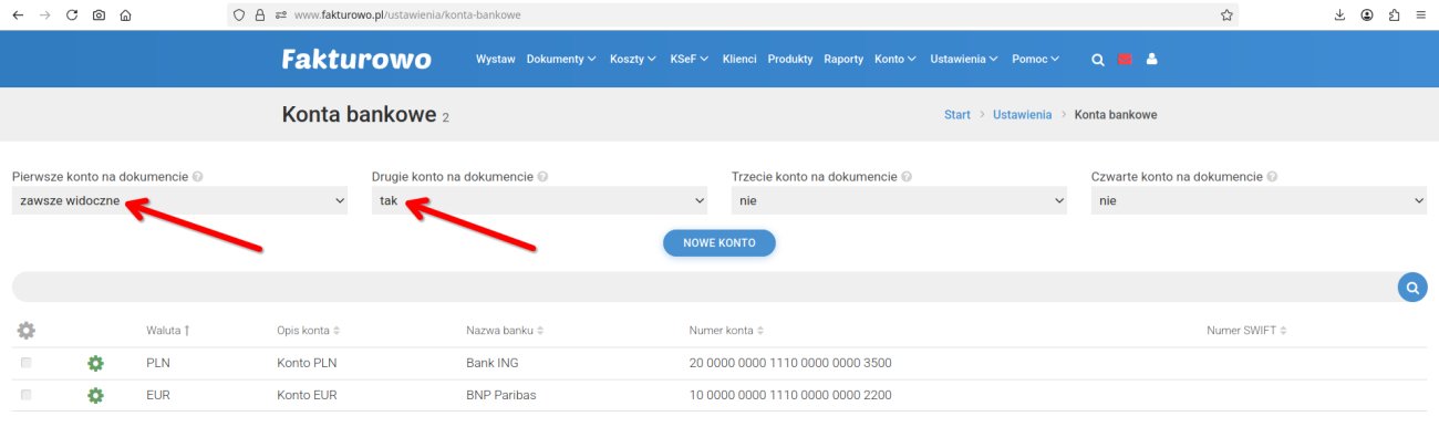 Dwa numery rachunków na fakturze
