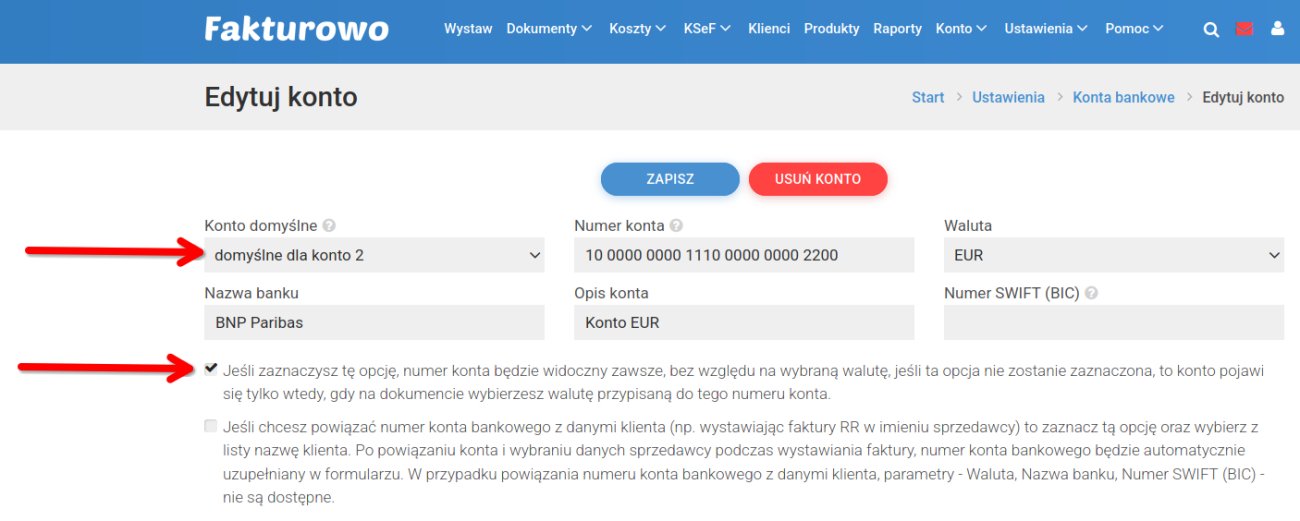 Dwa numery rachunków na fakturze