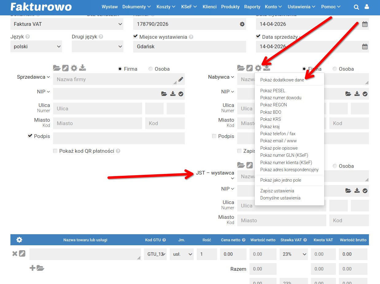 JST - wystawca w KSeF