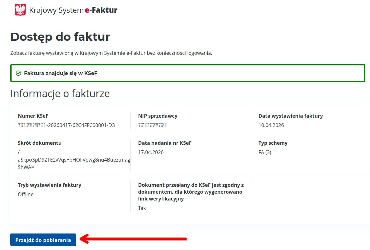 Faktura wysłana do KSeF