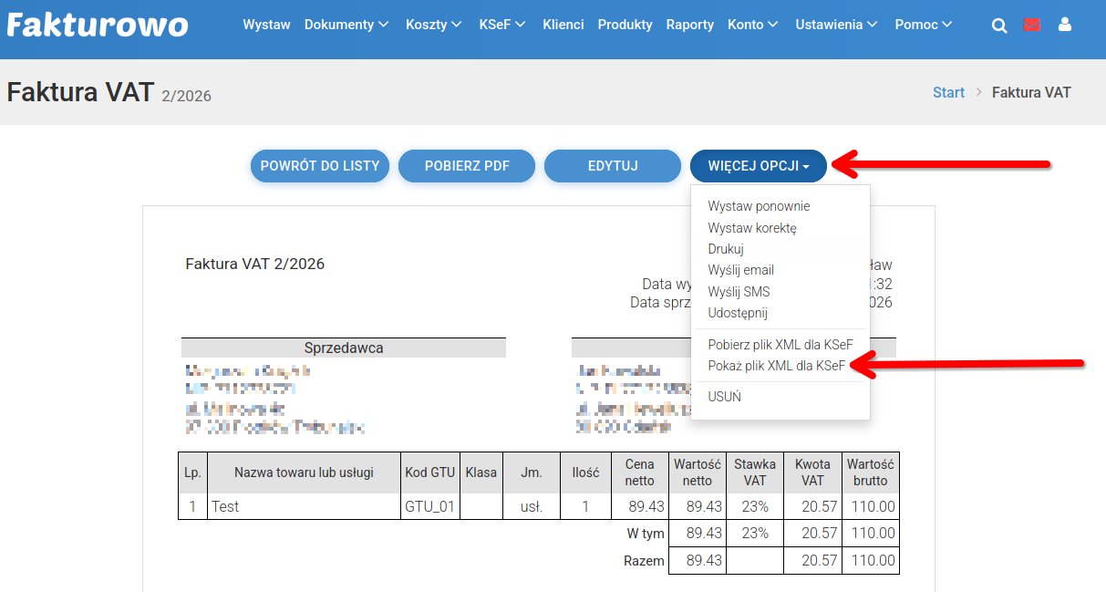 Podgląd pliku XML KSeF