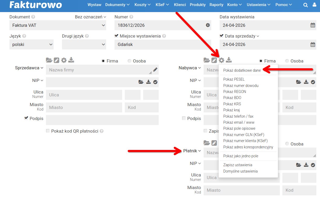 Płatnik na fakturze KSeF
