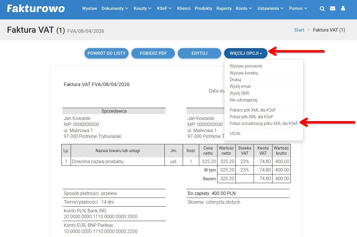 Podgląd faktury w KSeF