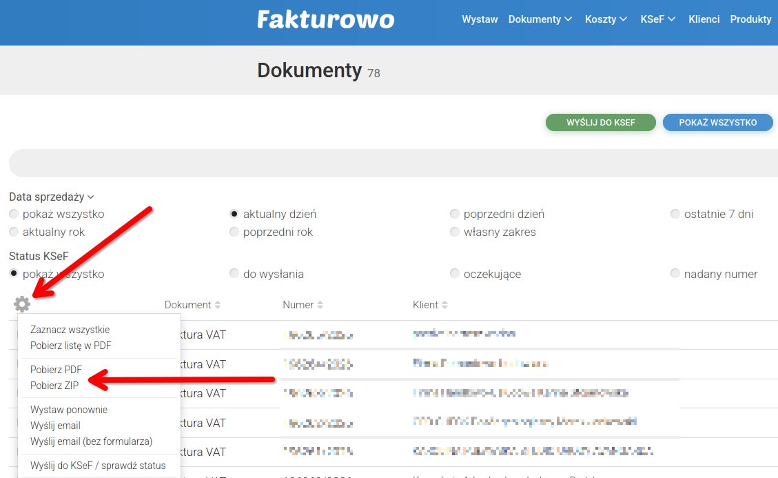 Pobieranie faktur w innym języku