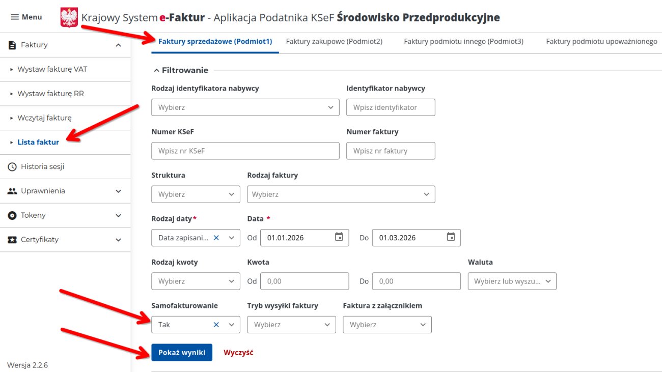 Samofakturowanie w Aplikacji Podatnika KSeF