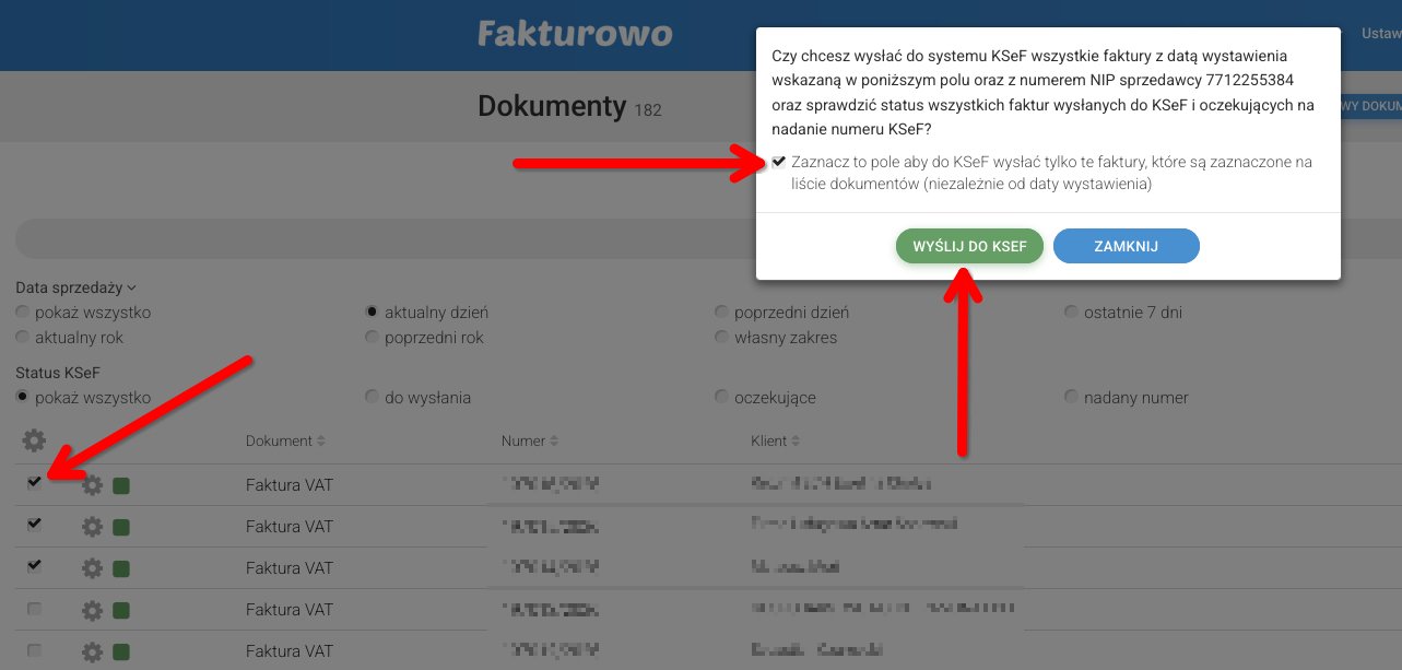 Wysyłanie do KSeF tylko zaznaczonych faktur