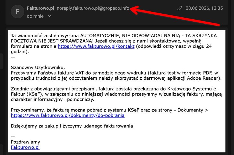 Ostrzeżenie przed fałszywymi wiadomościami e-mail