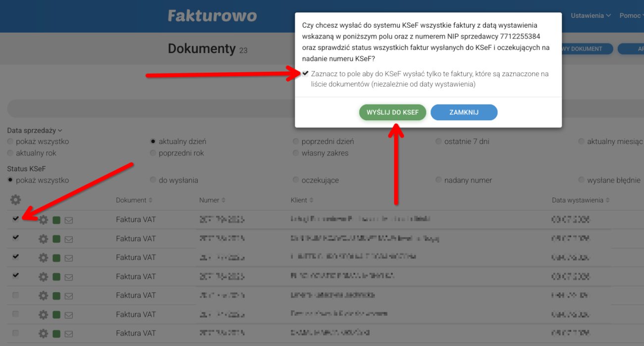 Wysyłanie tylko wybranych faktur do KSeF