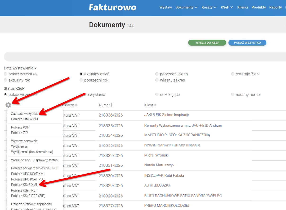 Pobieranie plików KSeF XML
