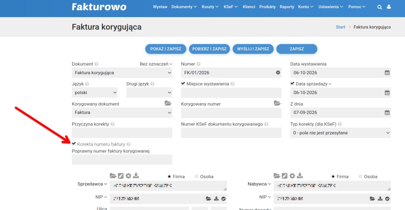 Korekta błędnego numeru faktury w KSeF
