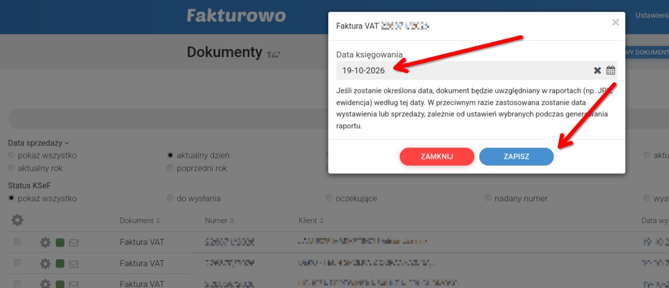 Data księgowania i data wpływu dokumentu