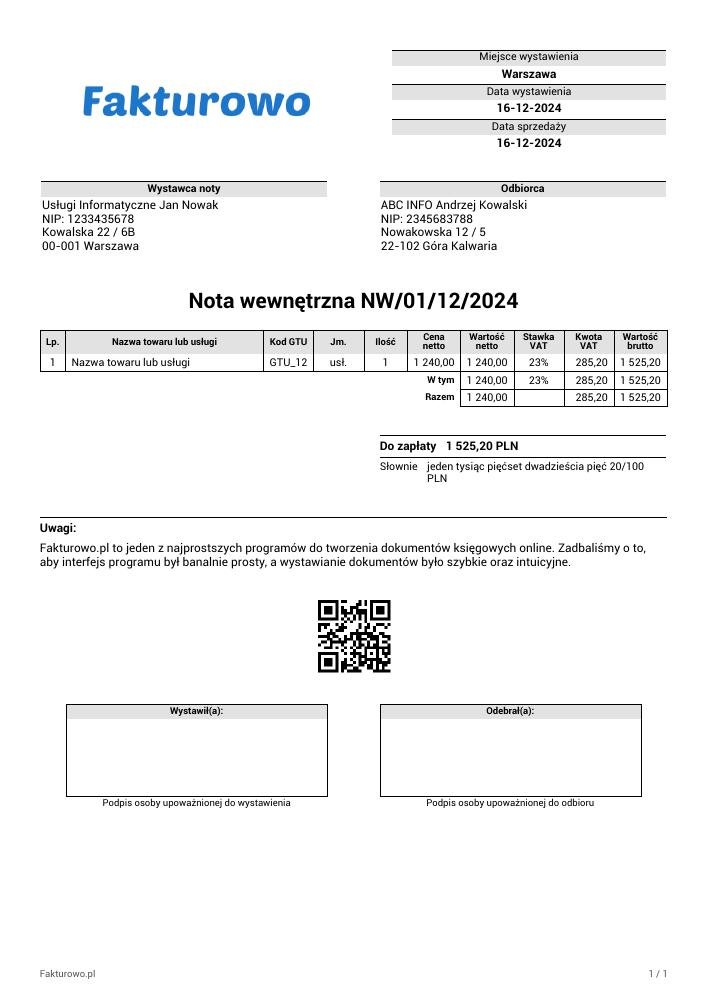 wzór PDF noty wewnętrznej