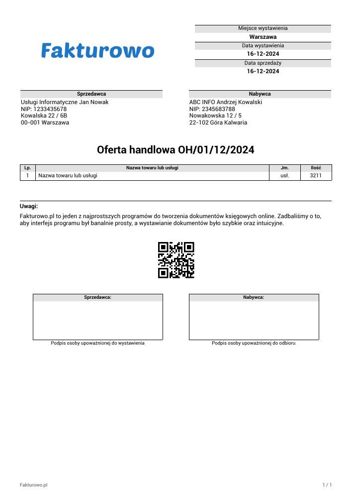 wzór PDF oferty handlowej (tylko ilość)