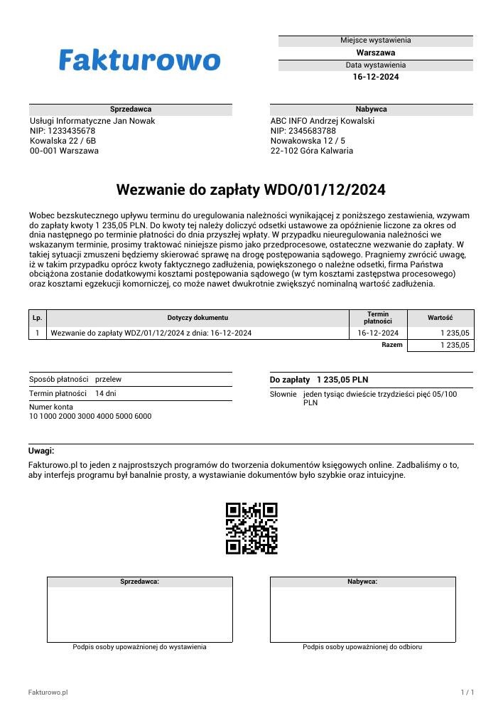 wzór PDF wezwania do zapłaty (z terminem płatności)