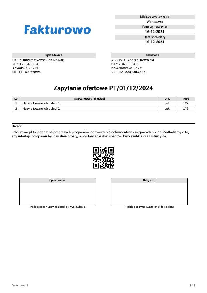 wzór PDF zapytania ofertowego (tylko ilość)
